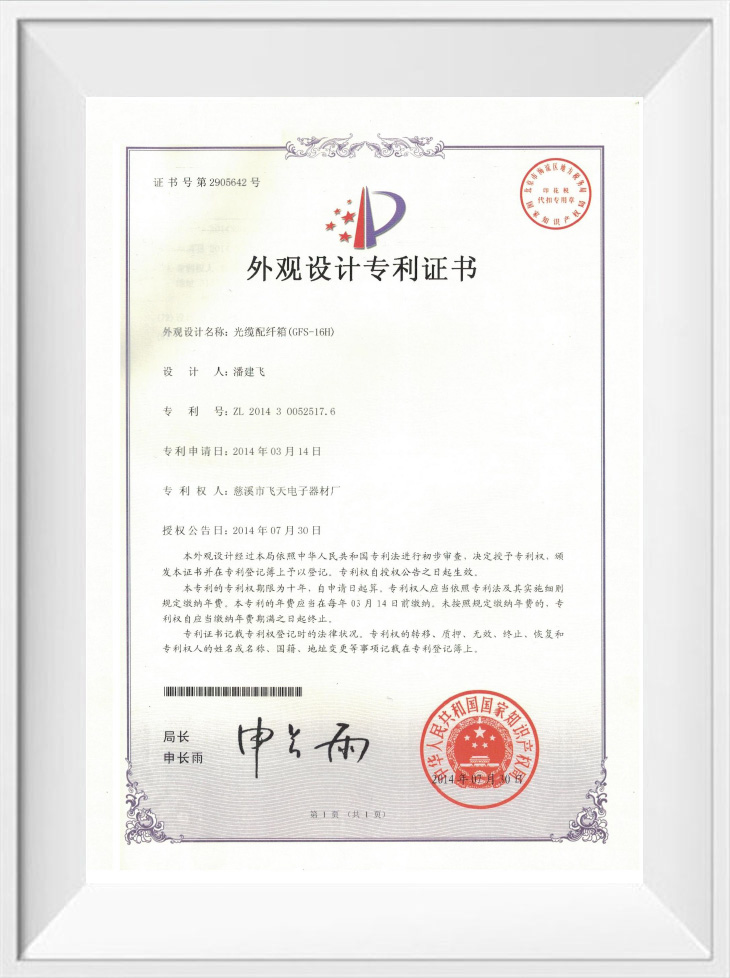 Design Patent Certificate