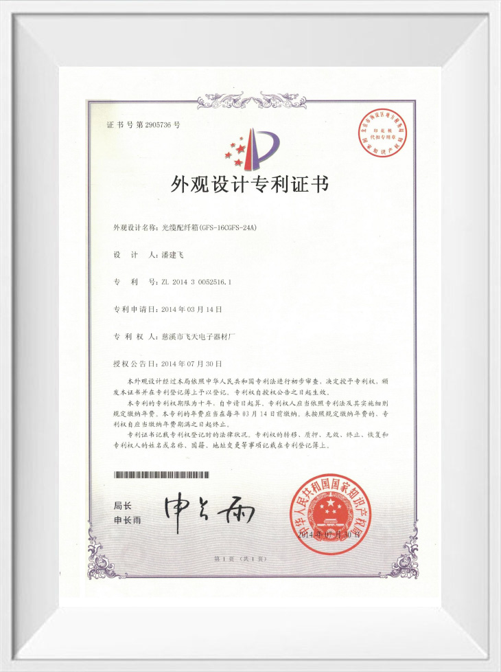 Design Patent Certificate