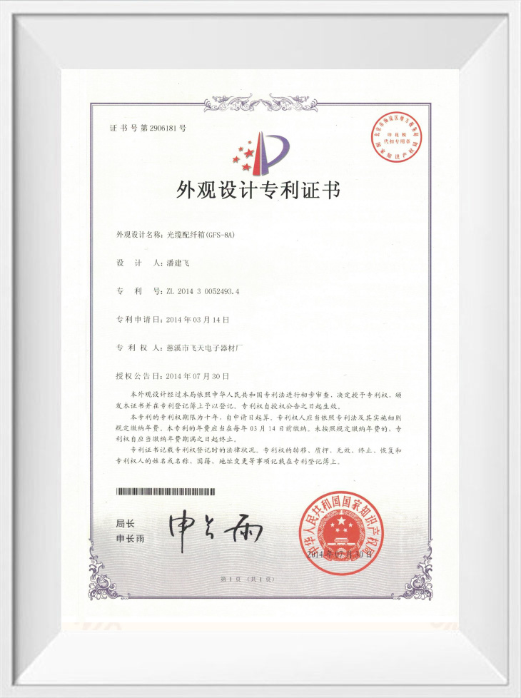 Design Patent Certificate