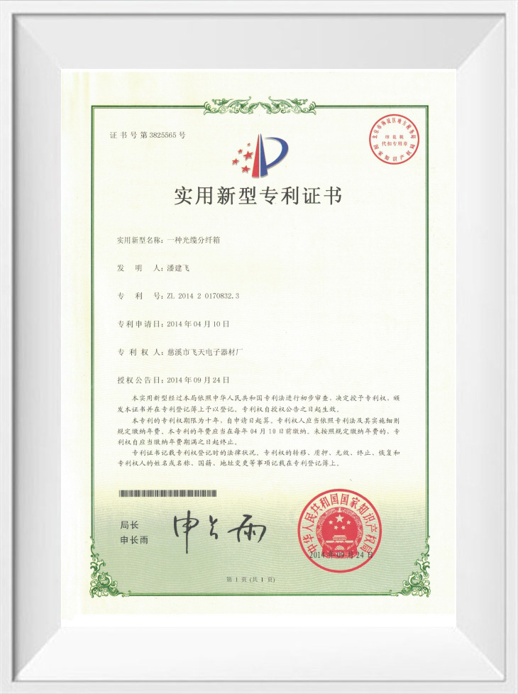 Utility Model Patent Certificate